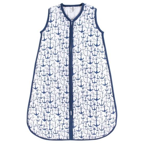 Yoga Sprout Baby Boys Sleeveless Muslin Cotton Sleeping Bag, Sack, Blanket, Blue Anchor, 0-6 Months