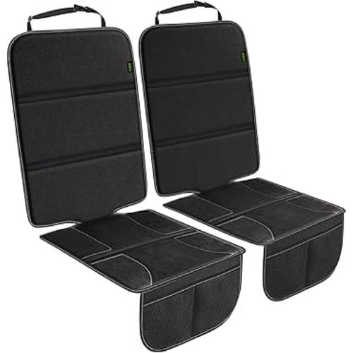 PIDO Car Seat Protector for Child Car Seat, 2 Pack Carseat Protector with Thick Padding and Storage Pockets, Waterproof Protection Cover Mat for Vehicle Leather Upholstery