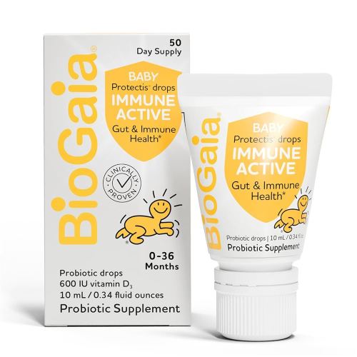 BioGaia Immune Active Baby Probiotic Drops + Vitamin D | for Babies & Toddlers 0-36 Months | Supports Digestive & Immune Health | Allergen, Dairy, Soy & Gluten Free | 50 Day Supply