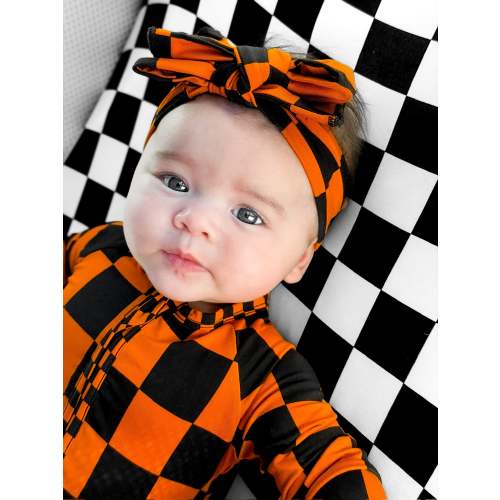 Bamboo Bow in Jack-O Lantern Checkered