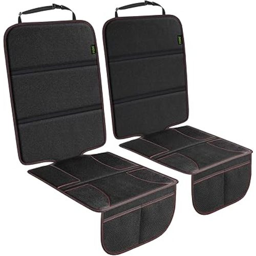 PIDO Car Seat Protector for Child Car Seat, 2 Pack Carseat Protectors with Thick Padding and Non-Slip Backing, Protective Cover Mat for Vehicle Leather Upholstery (Black/Red)