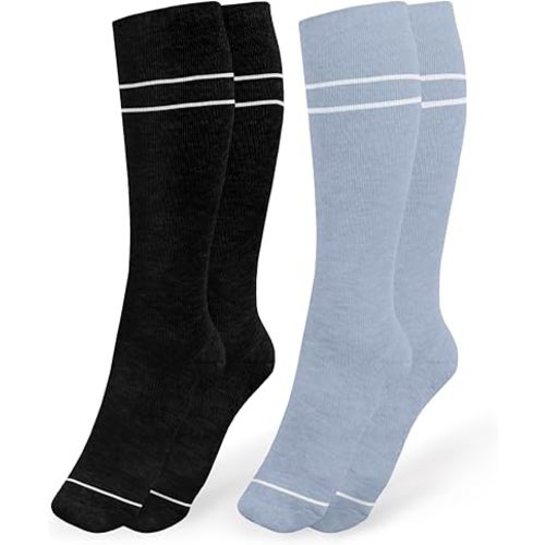 Kindred Bravely Compression Socks 2-Pack | Graduated Compression Socks for Circulation Pregnancy Travel (Stone Blue & Black, Small)