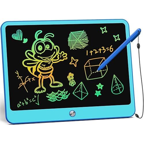 KOKODI LCD Writing Tablet, 12 Inch Colorful Toddler Doodle Board Drawing Tablet, Erasable Reusable Electronic Drawing Pads, Educational and Learning Toy for 3-6 Years Old Boy and Girls