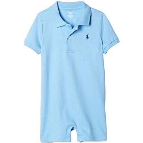 POLO RALPH LAUREN Baby Boys Cotton Interlock Polo Shortall (Suffield Blue(4004)/Black