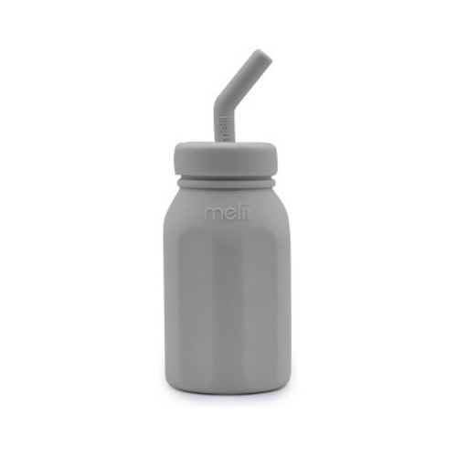 Melii Silicone Baby Bottle with Straw - 7.78 fl oz - Gray