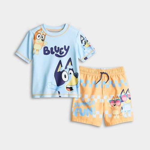 Baby & Toddler Boy Bluey 2-Piece Rashguard & Swim Trunks Set