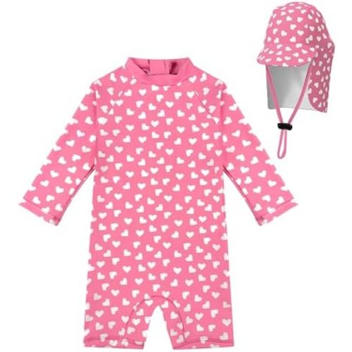 weVSwe Baby Swimsuit UPF 50+ Sun Protection Long Sleeve Toddler Bathing Suit Boy Girls with Adjustable Sun Hat 0-3 Years