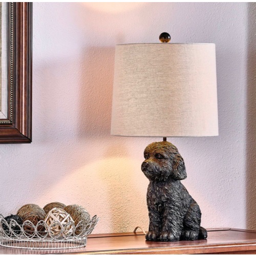 House of Hampton® Resin Doodle Dog Table Lamp With Linen Shade & Reviews | Wayfair