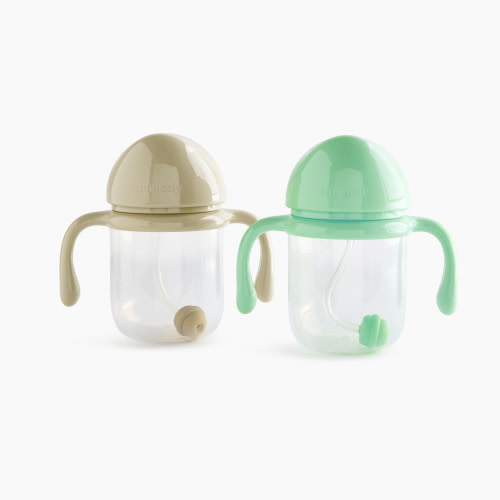 Sprucely Weighted Straw Sippy Cup (2 Pack) - Green/Sand, 8 Oz