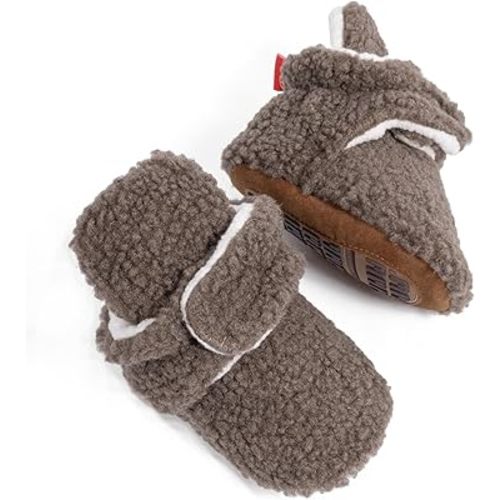 Unisex Newborn Baby Cotton Booties Non-Slip Sole for Toddler Boys Girls Infant Winter Warm Fleece Cozy Socks Shoes