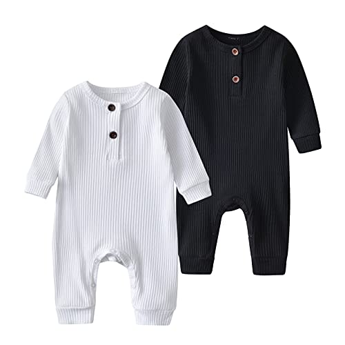 Baby Boy Girl 2 Pack Solid Romper Short/Long Sleeve One Piece Jumpsuits Clothes Sets