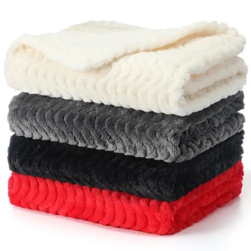 Frienda 4 Pcs Baby Fuzzy Blanket Fluffy Baby Blanket for Boys Girls Soft Warm Infant Newborn Toddler Receiving Nursery Bed Supplies, 32 x 24 Inch(Red Black Color)