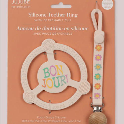 Silicone Teether Ring & Detachable Clip - Bonjour Bébé