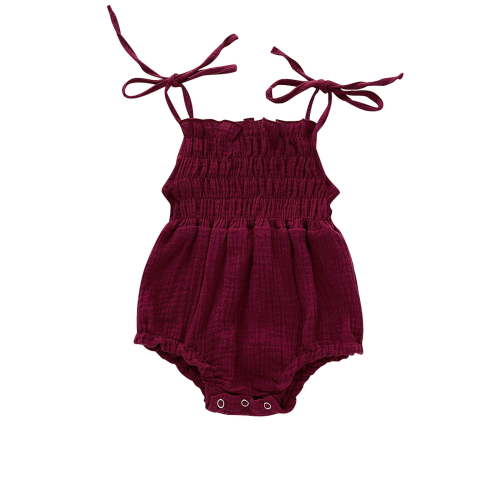 JIUKE Newborn Infant Baby Girl Clothes Spaghetti Strap Romper 1 Piece Bodysuit Solid Color Jumpsuit