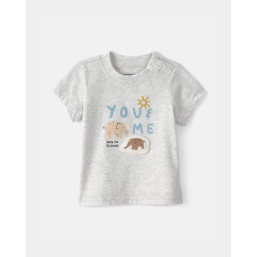 Baby 'Let's Be Friends' Graphic Tee - Grey | Carter's