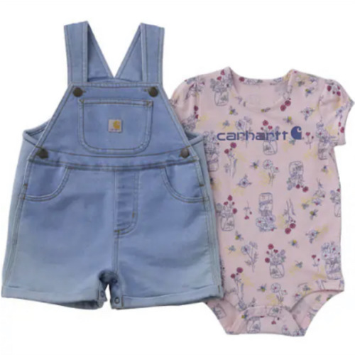 Girls' 2-Piece Short Sleeve Bee Print Bodysuit & Denim Shortall Set (Baby) | T-Shirts Under $35 | Carhartt