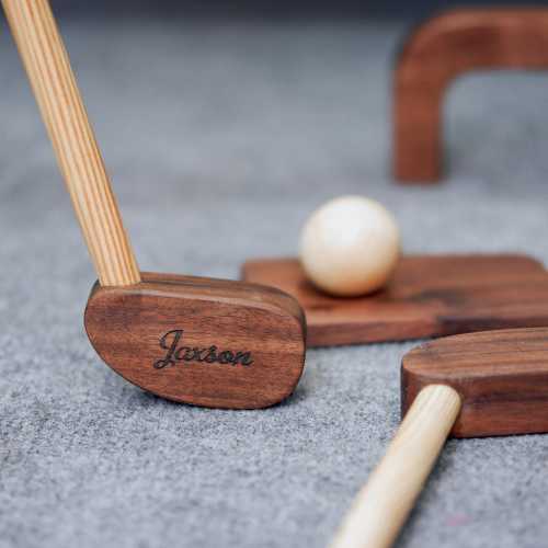 Personalized Golf Set for Kids Montessori Educational Toy Toddler Golf Game Indoor Activity Sports Gift with Little Wood Golf Clubs