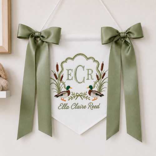 Custom Mallard Nursery Banner, Baby Banner, New Birth Announcement Sign, Personalized Baby Hospital Sign, Newborn Nursery Door Hanger