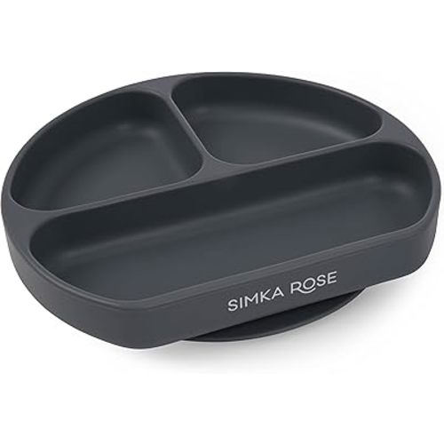 Simka Rose Baby Suction Plates for Toddler - Silicone Divided Design, BPA Free, Microwave & Dishwasher Safe - Baby Led Weaning Supplies Utensils (Pack of 1)