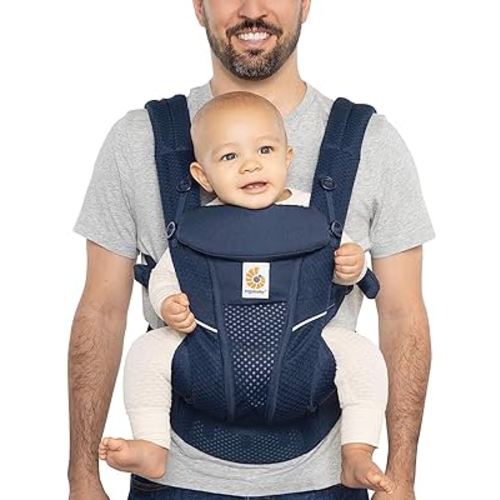 Ergobaby All Carry Positions Breathable Mesh Baby Carrier with Enhanced Lumbar Support & Airflow (7-45 Lb), Omni Breeze, Midnight Blue