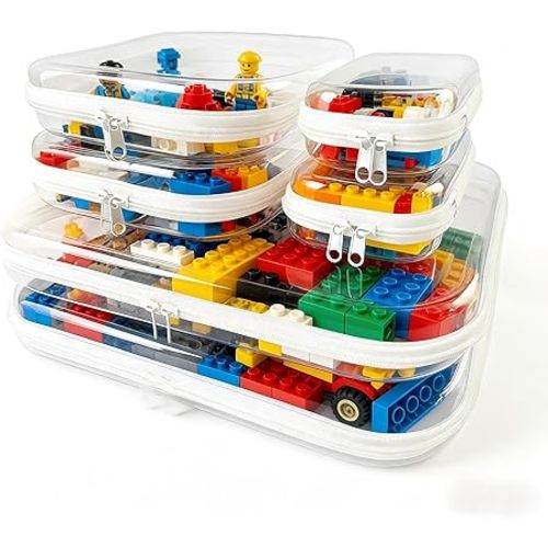 6Pcs/2L+2M+2S Clear Hard Shell Zippered Travel Case – Plastic Organizer Pouch for Toiletries, Cosmetic Bag, Diaper Bag & Packing Accessories (White, Set D)