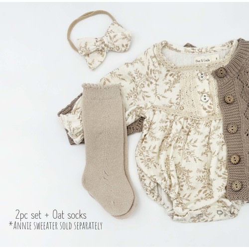 Elodie Long Sleeve Romper Set – 0-3M