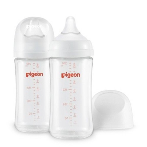 Pigeon Nurture & Nest Wide-Neck Anti-colic Glass Baby Bottles with Nipples - 8 fl oz/2pk: Latex-Free, BPA-Free, Lead-Free