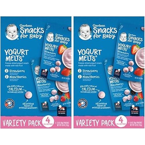 Gerber Yogurt Melts Freeze-Dried Yogurt Snacks, Strawberry/Mixed Berries, 1 oz. Pouch (Pack of 8)