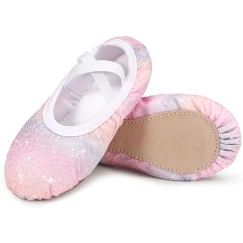 Stelle Ballet Shoes for Girls Glitter | Metallic Faux Leather Ballet Slippers Dance Shoes for Toddler/Little/Big Kids
