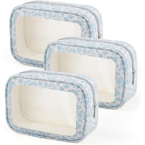 YOPCDJ 3PCS Diaper Bag Organizer Pouch Set, TSA Approved Toiletry Bag, Clear Waterproof Makeup Bag Set, Purse Organizer Pouches, Travel Organizer Bags for Women and Kids