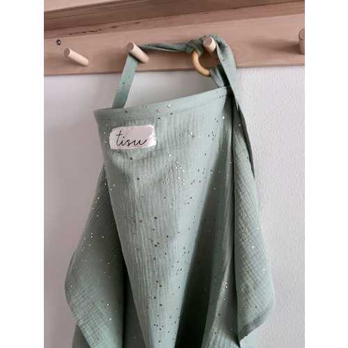 Nursing Cover | Breastfeeding Cover | Muslin Double Gauze Breathable | Breast Feeding Apron | Shawl +  Car Seat Cover in Mint Gold