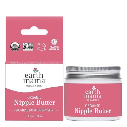 Earth Mama Organic Nipple Butter™ | Nipple Cream Safe for Breastfeeding | Postpartum Essentials for Nursing | Non Lanolin Nipple Cream, 2-Fluid Ounce