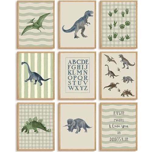 Dinosaur Wall Decor Art Boys Room Poster Dino Prints Nursery Kids Pictures