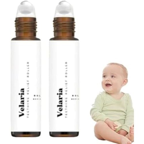 Velaria Teething Roller, Natural Pain Relief, Baby Teething Oil Roller, 2 Pcs (Pink or Red)