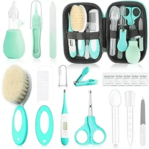 Baby Healthcare and Grooming Kit with Nail Clippers Scissors Nasal Aspirator Portable Baby BasicsHealth and Essentials Infant Grooming Kit for Newborns