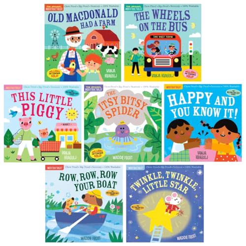 Indestructibles Series Beloved Classics 7-Book Collection Set - Baby-Proof Nursery Rhyme Books for Early Learning - Old MacDonald Had a Farm, Wheels on the Bus, This Little Piggy, Happy and You Know It!, Itsy Bitsy Spider, Row, Row, Row Your Boat, Twin...