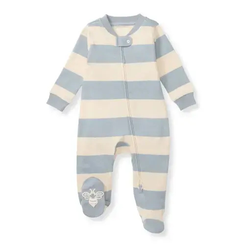 Rugby Stripe Organic Cotton Sleep & Play - Quarry