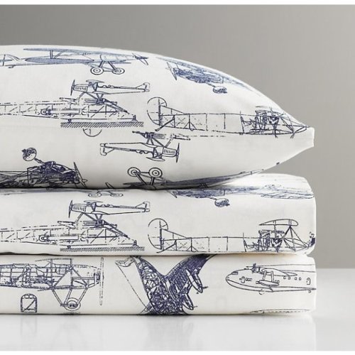 Vintage Airplane Blueprint Crib Fitted Sheet - Product Offer