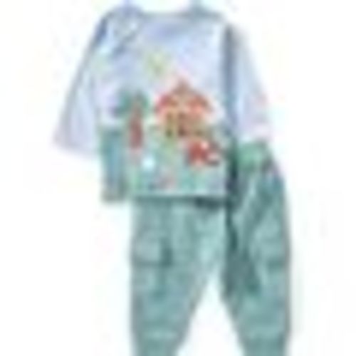 PurebabyBaby Boys Organic Cotton Long-Sleeve Farm Life Sweatshirt & Solid Slouchy Cargo Jogger Pants Set