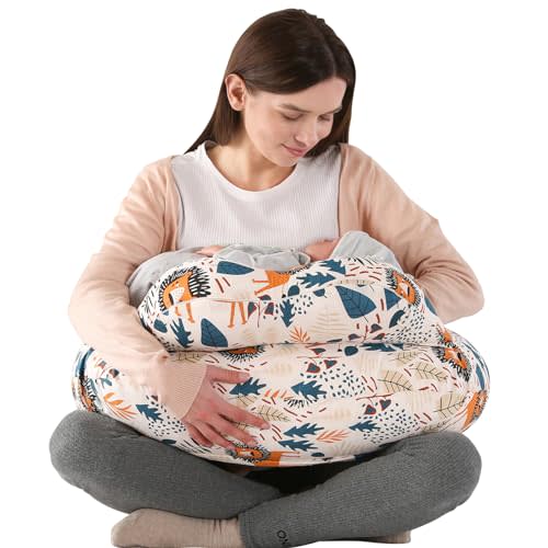 BATTOP Nursing Pillow for Breastfeeding with Removable Cover,Feeding Pillow for More Support for Mom and Baby,Adjustable Waist Strap Breastfeeding Pillow,Plus Size Baby Pillow
