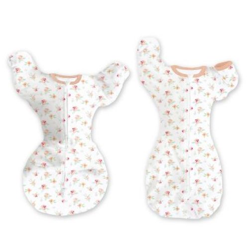SwaddleDesigns Baby Girl Transitional Swaddle Sack, Arms Up Elbow Length Sleeve Wearable Blanket - Peachy Pink Floral 0-3m
