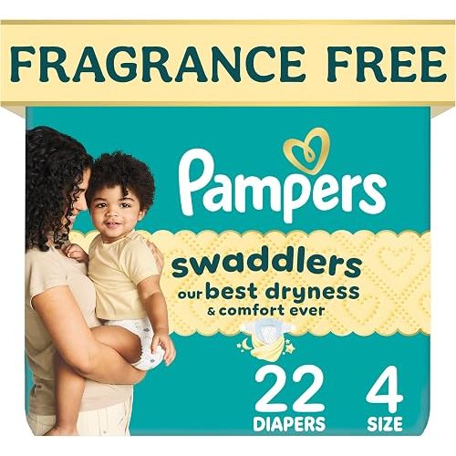Swaddlers Diapers, Size 4 (15-34 lbs), 22 Count, Absorbent, Keeps Baby Dry and Comfortable, Pediatrician Recommended Skin Safe Disposable Baby Diaper