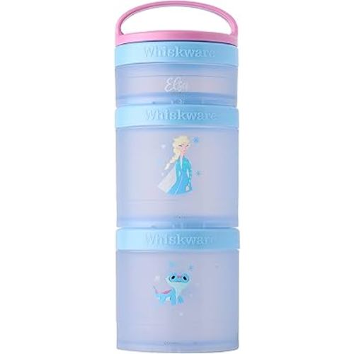 Whiskware Disney Princess Frozen, Stackable Snack Containers for Kids, 3 Stackable Snack Cups for School or Travel, Formula and Cupholder Friendly, Elsa and Bruni (Pack of 12)