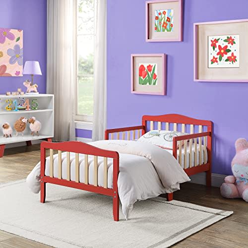 Olive and Opie Twain Toddler Bed in Coral and Natural