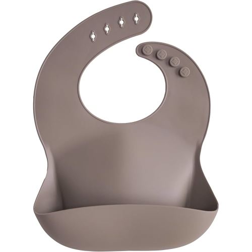 mushie Silicone Baby Bib | Adjustable Fit Waterproof Bibs (Dove Gray)