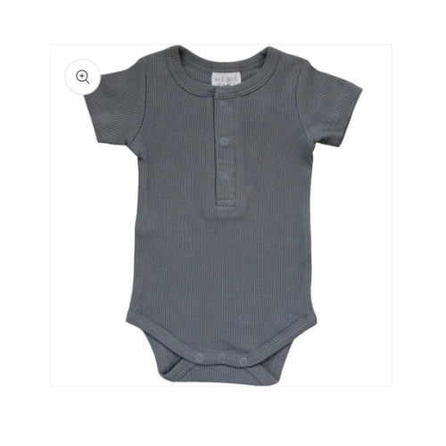 Grey Organic Cotton Ribbed Snap Bodysuit – Mebie Baby