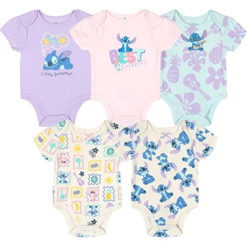 Disney Classics The Aristocats Lion King Winnie the Pooh Pixar Toy Story Baby Girls 5 Pack Bodysuits Newborn to Infant