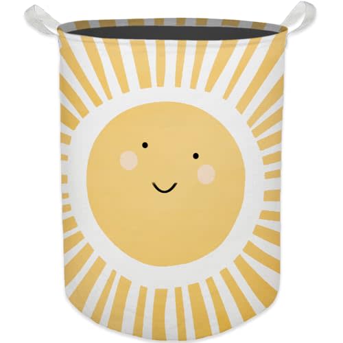 HKTZM Cute Sunshine Laundry Basket, Boho Sunshine Nursery Waterproof Collapsible Laundry Hamper Dirty Clothes Storage Toy Bin Organizer for Toddler Baby Kids Room Bedroom Bathroom College Dorm