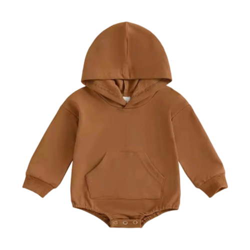 PEASKJP Baby Rompers Baby Boy Romper Newborn Infant Fall Winter Clothes Letter Embroidered Long Sleeve Crew Neck Jumpsuit Brown,6-12 Months