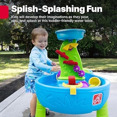 Step2 Rain Showers Splash Pond Toddler Water Table, Kids Water and Sand Activity Sensory Playset, Summer Outdoor Toys, 13 Piece Toy Accessories, For Toddles 1.5+ Years Old